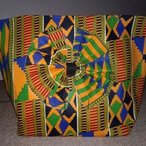 Authentic Homemade African Kente Fabric Tote Purse